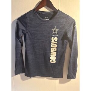 Nike Dallas Cowboys Kids Dri-FIT Long Sleeve Shirt Navy Blue Dye‎ Small NWOT